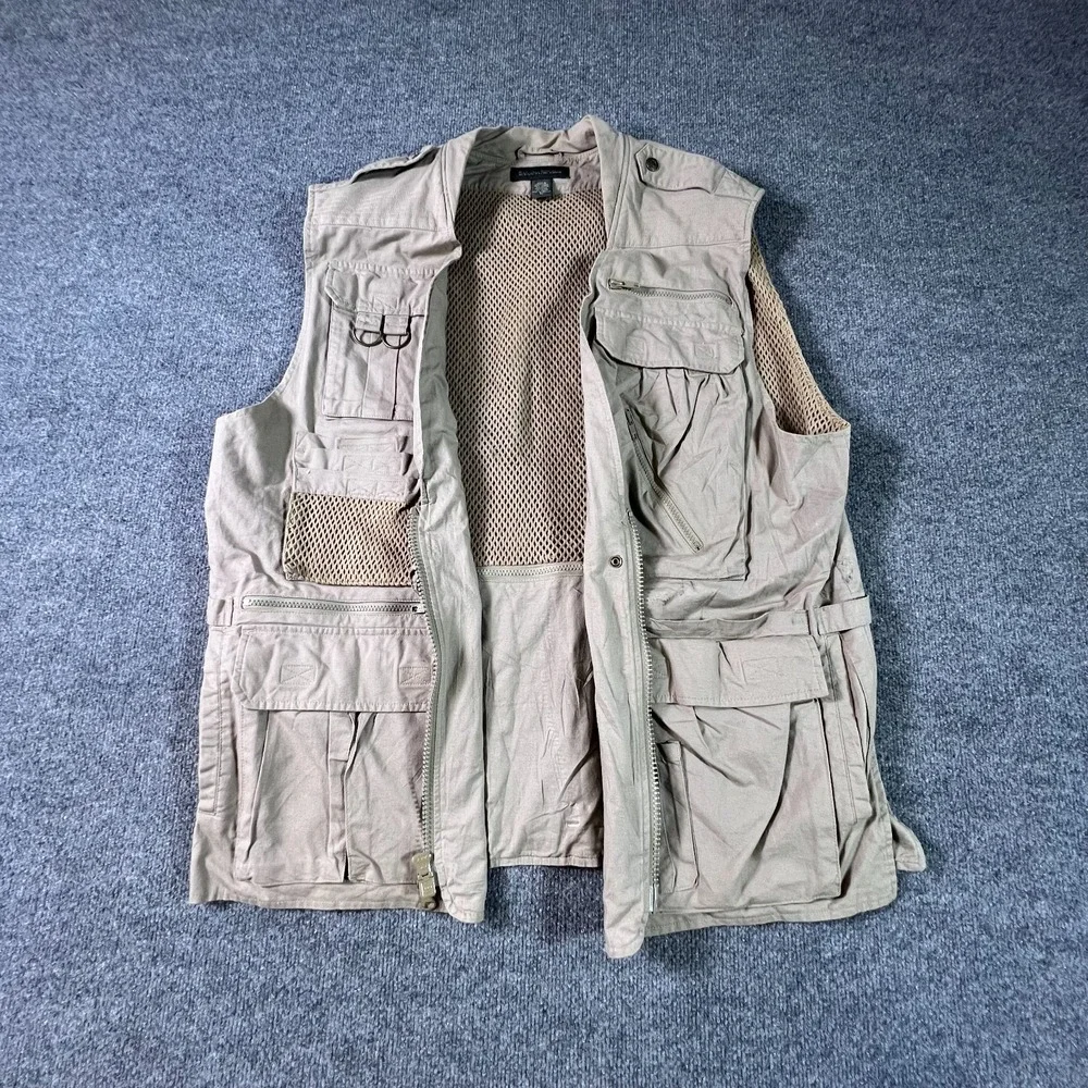 Banana Republic Mens XL Gray Utility Fishing Photography Vest Multi-Pocket Lined